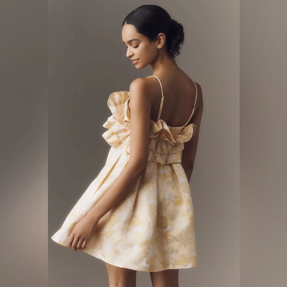 Anthropologie Aureta Strapless Drama Ruffle Mini Dress - Picture 3 of 8